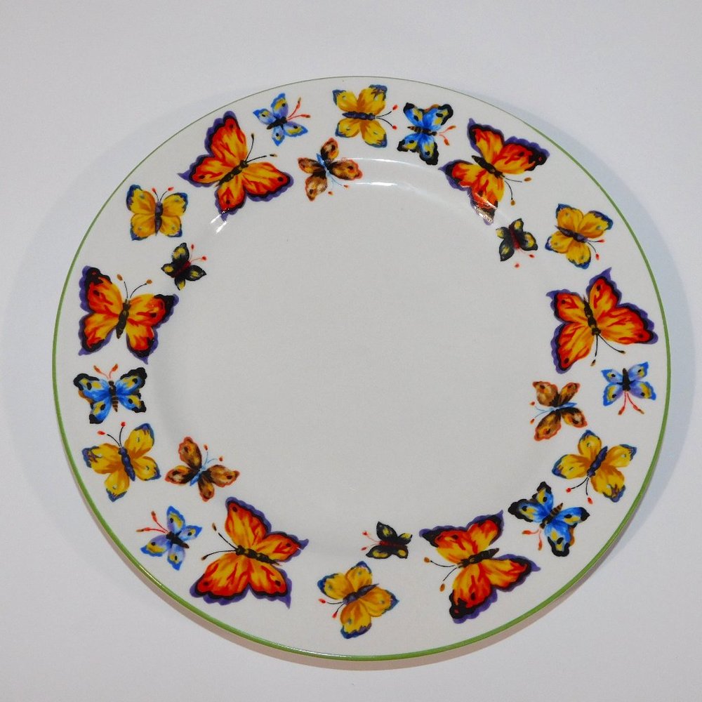 Discontinued Tabletops Unlimited Butterfly Garden Dinner Plate multicolour